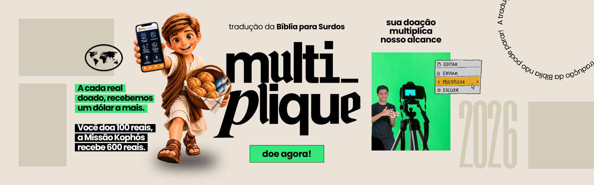 Desafio de Doação em Dobro de Fim de Ano: toda doação feita até 31 de dezembro será dobrada.